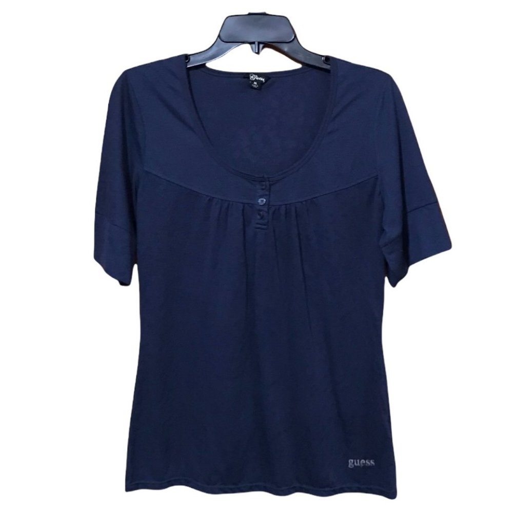 Guess Woman Top, Mid-Sleeve Sweatshirt, Navy Blue, X-Large